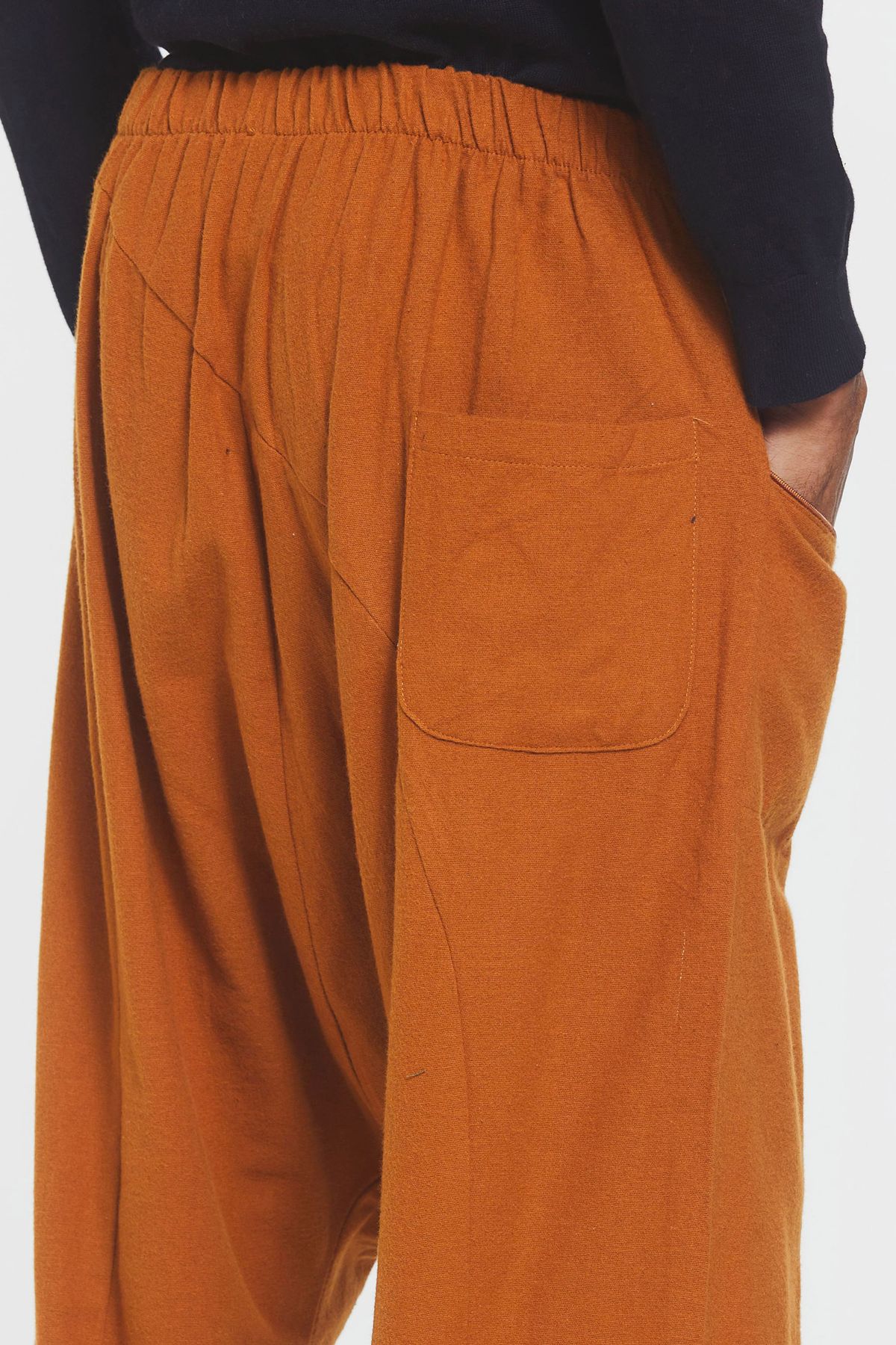 Elastic Cuff Men's Winter Harem Pants with Pocket Orange