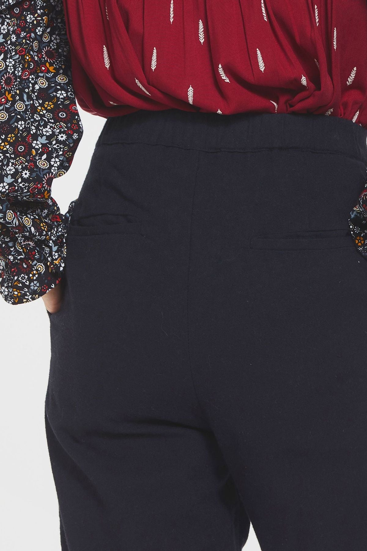 Boho Style High Waist Unisex Cotton Pants Black