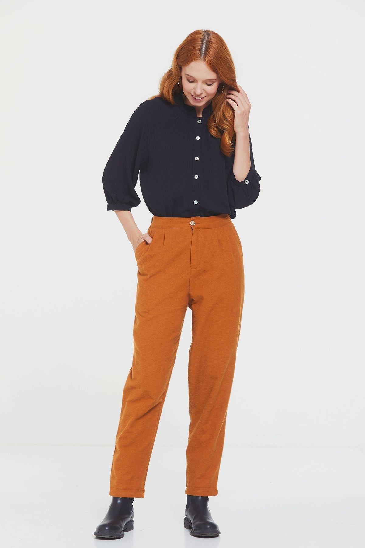 Boho Style High Waist Unisex Cotton Pants Camel