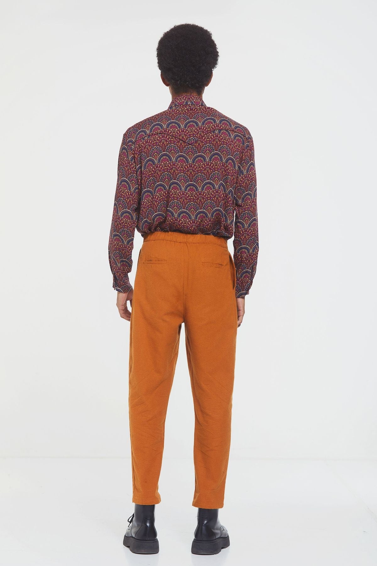 Boho Style High Waist Unisex Cotton Pants Camel