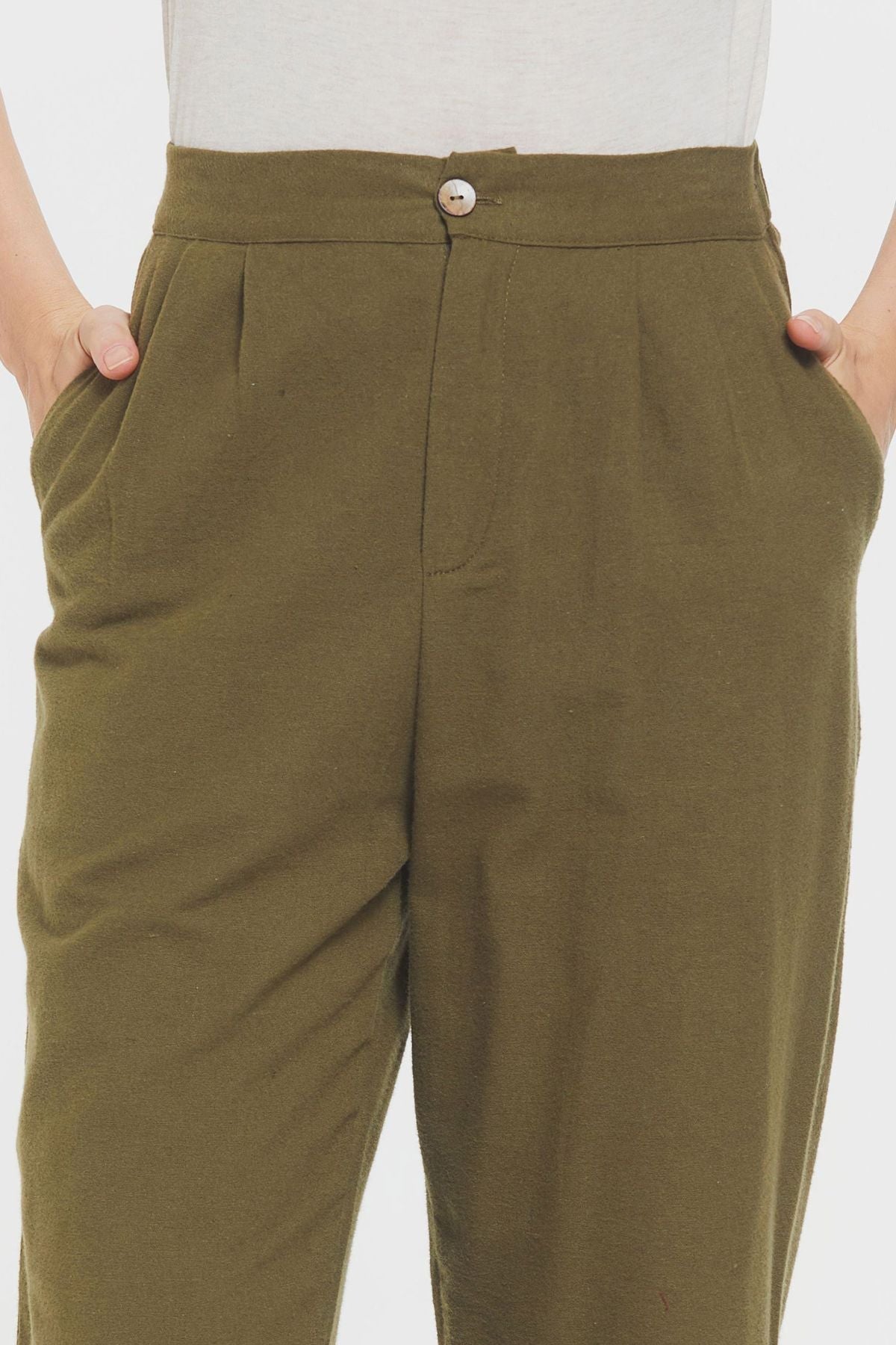 Boho Style High Waist Unisex Cotton Pants Khaki