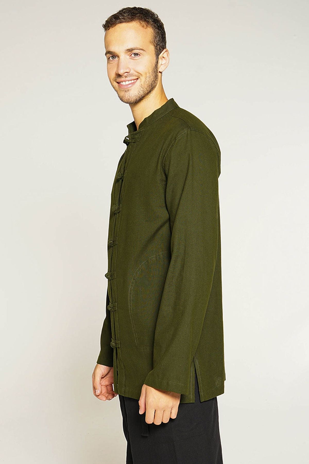 Knot Button Men's Shirt Khaki