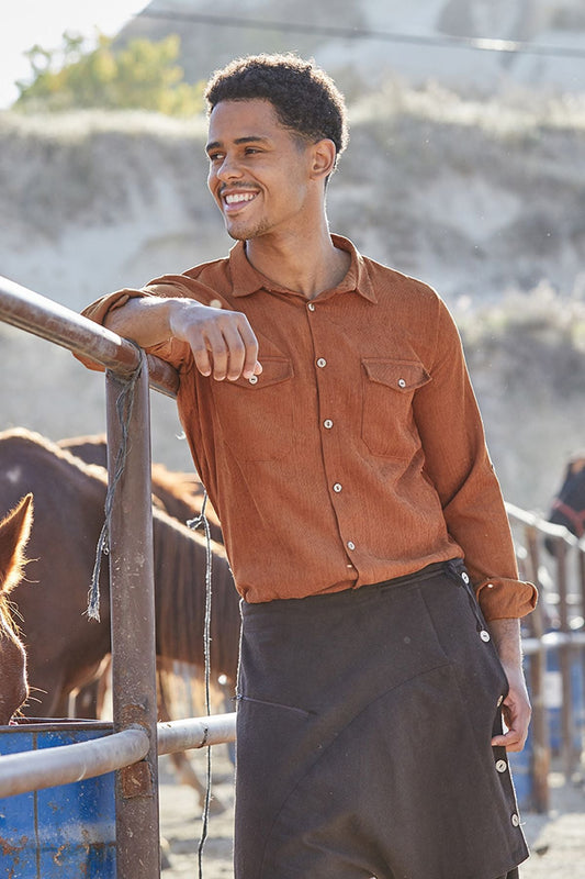 Men's Corduroy Shirt Burnt Orange