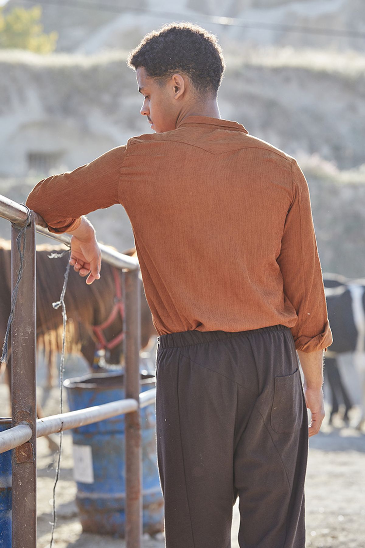 Men's Corduroy Shirt Burnt Orange