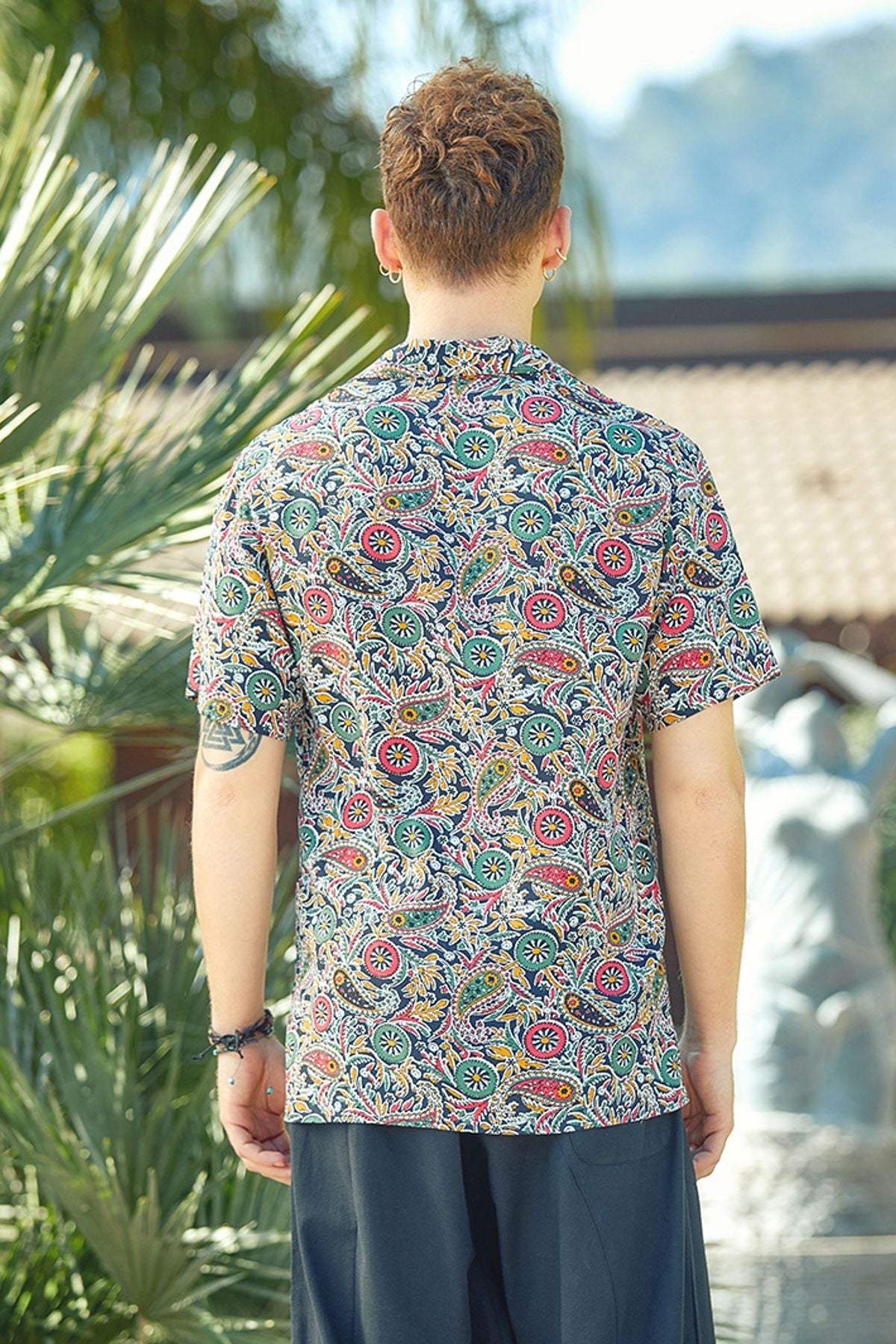 Ethnic Patterned Men's Shirt Black