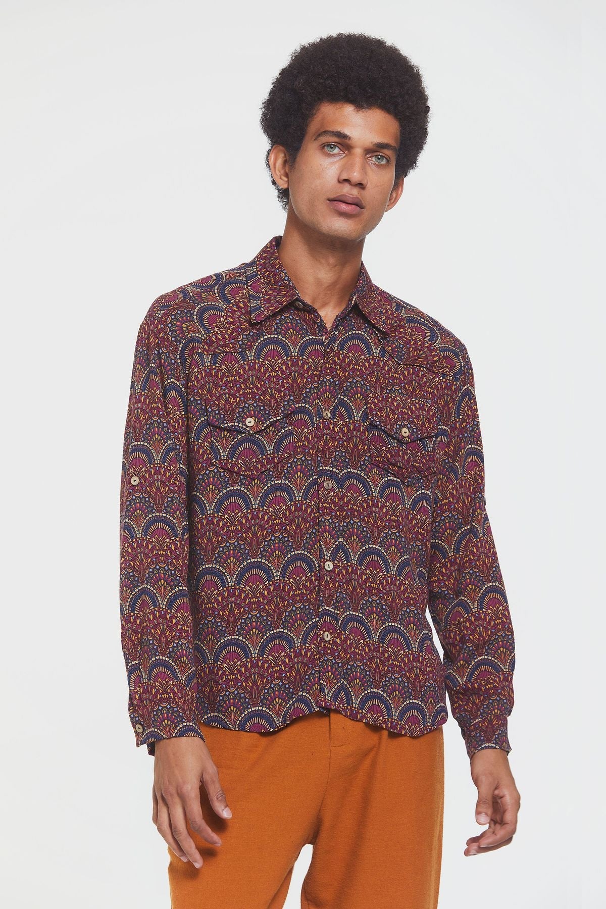 Bohemian Men's Shirt Purple