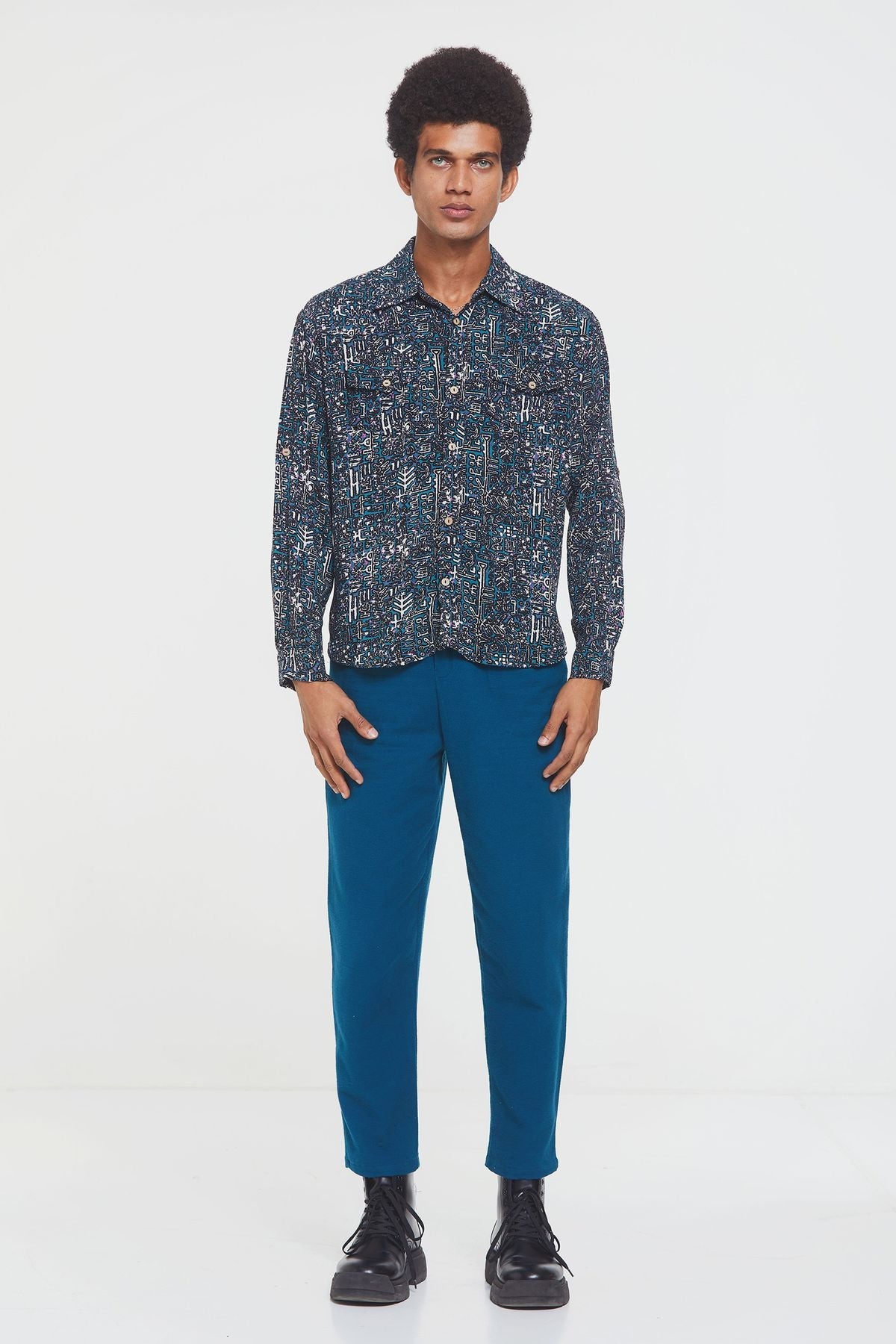 Bohemian Men's Shirt Turquoise