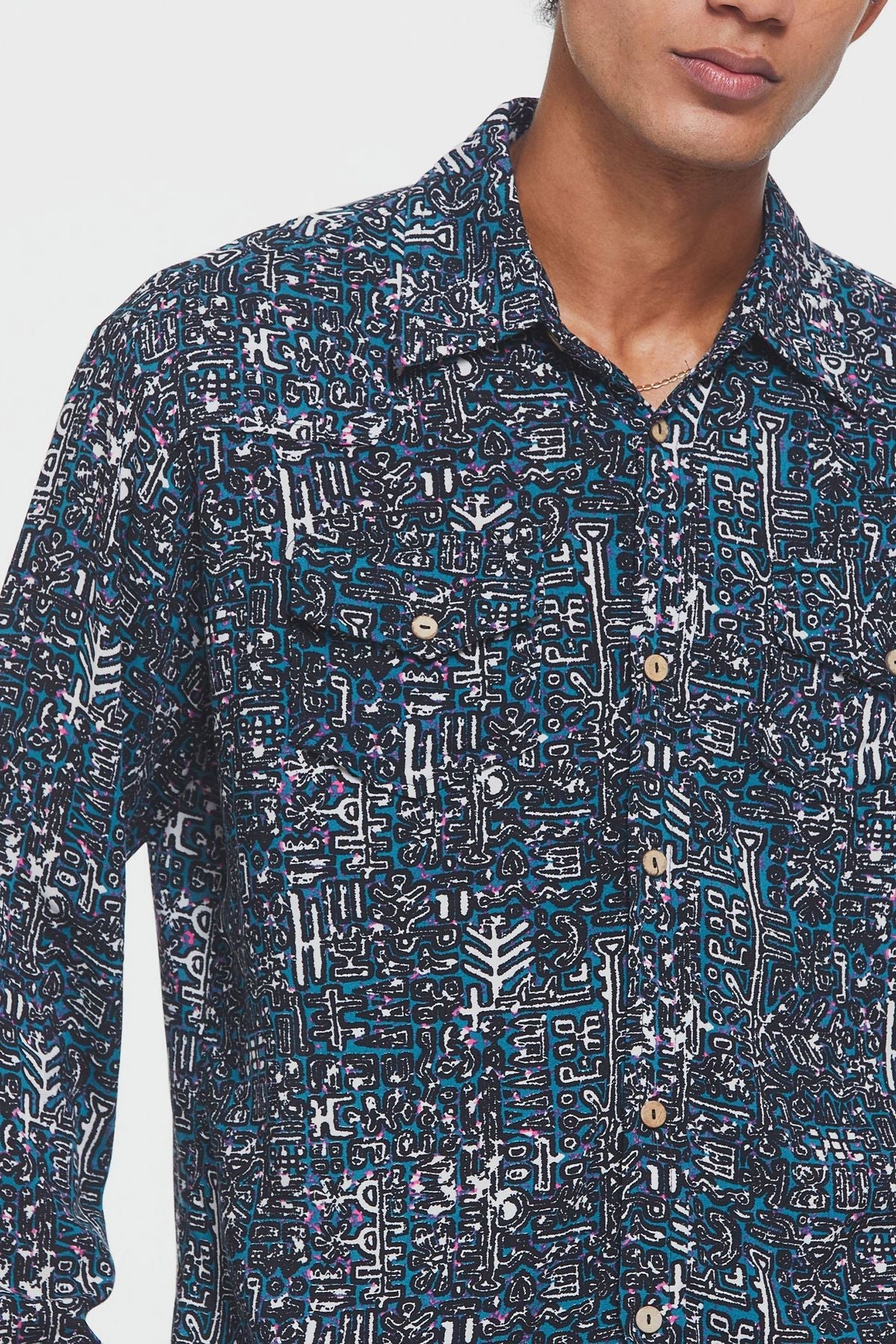 Bohemian Men's Shirt Turquoise