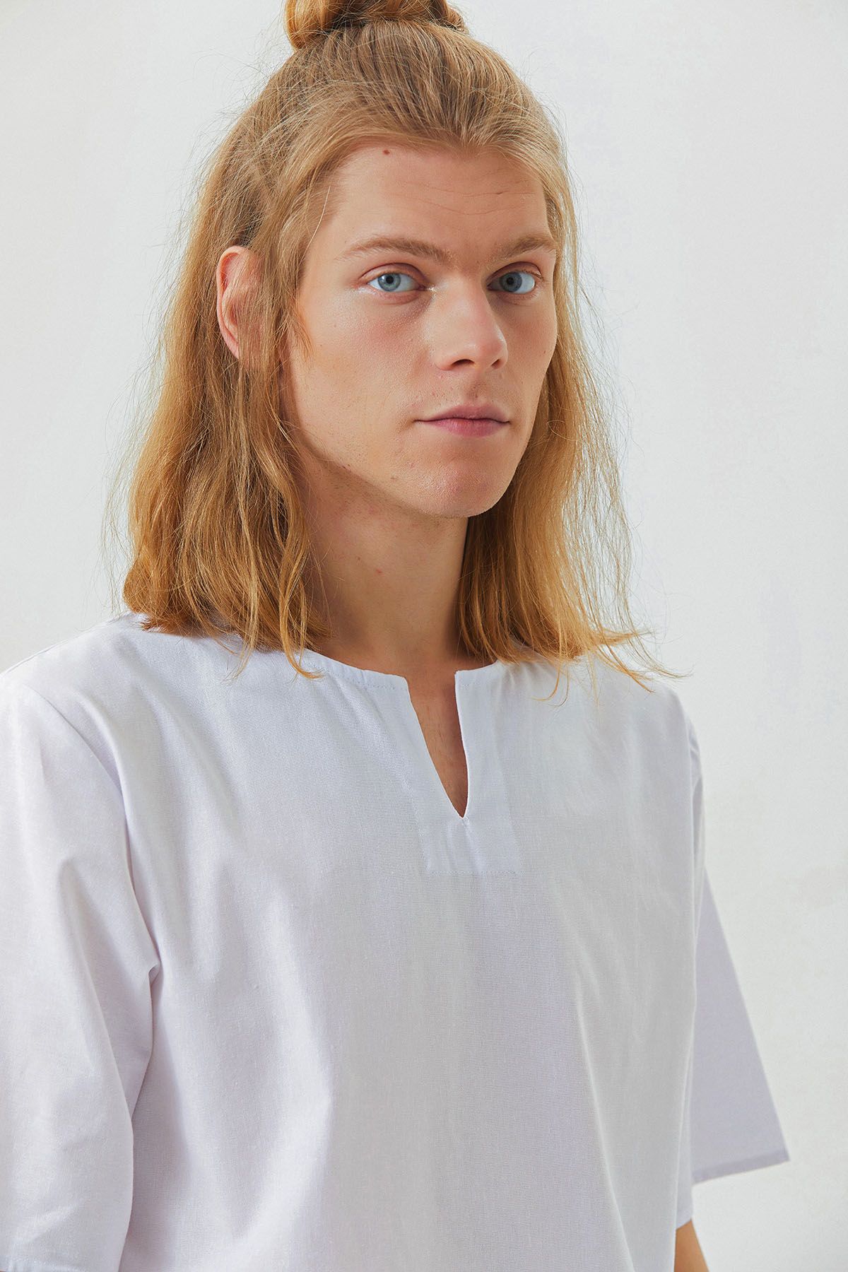 Men's Short Sleeve Boho Hippie Shirt White