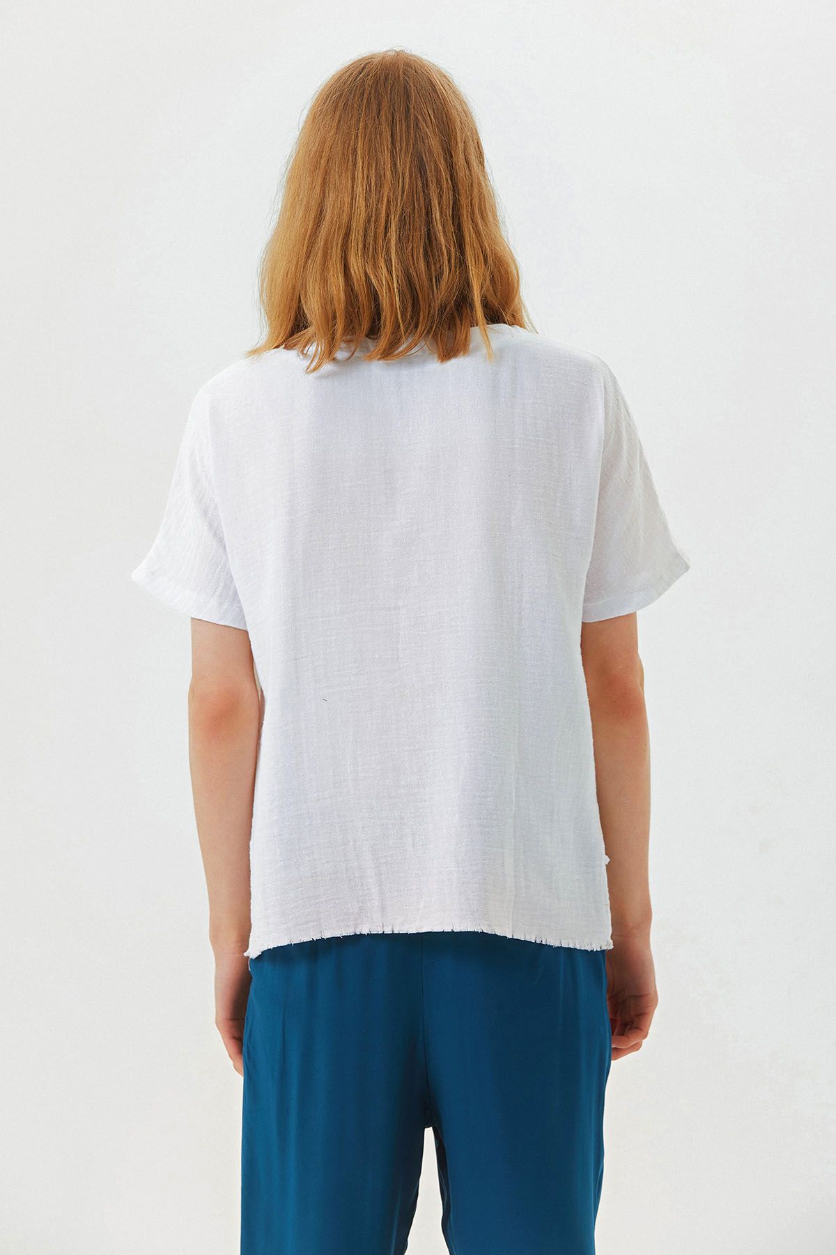 Boat Neck Short Sleeve Booth Men's Shirt White