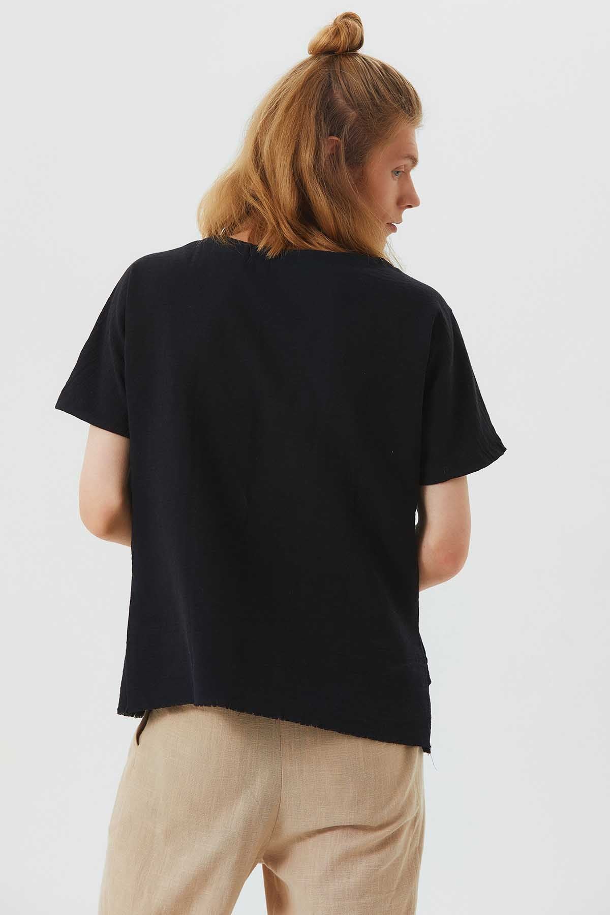 Boat Neck Short Sleeve Booth Men's Shirt Black