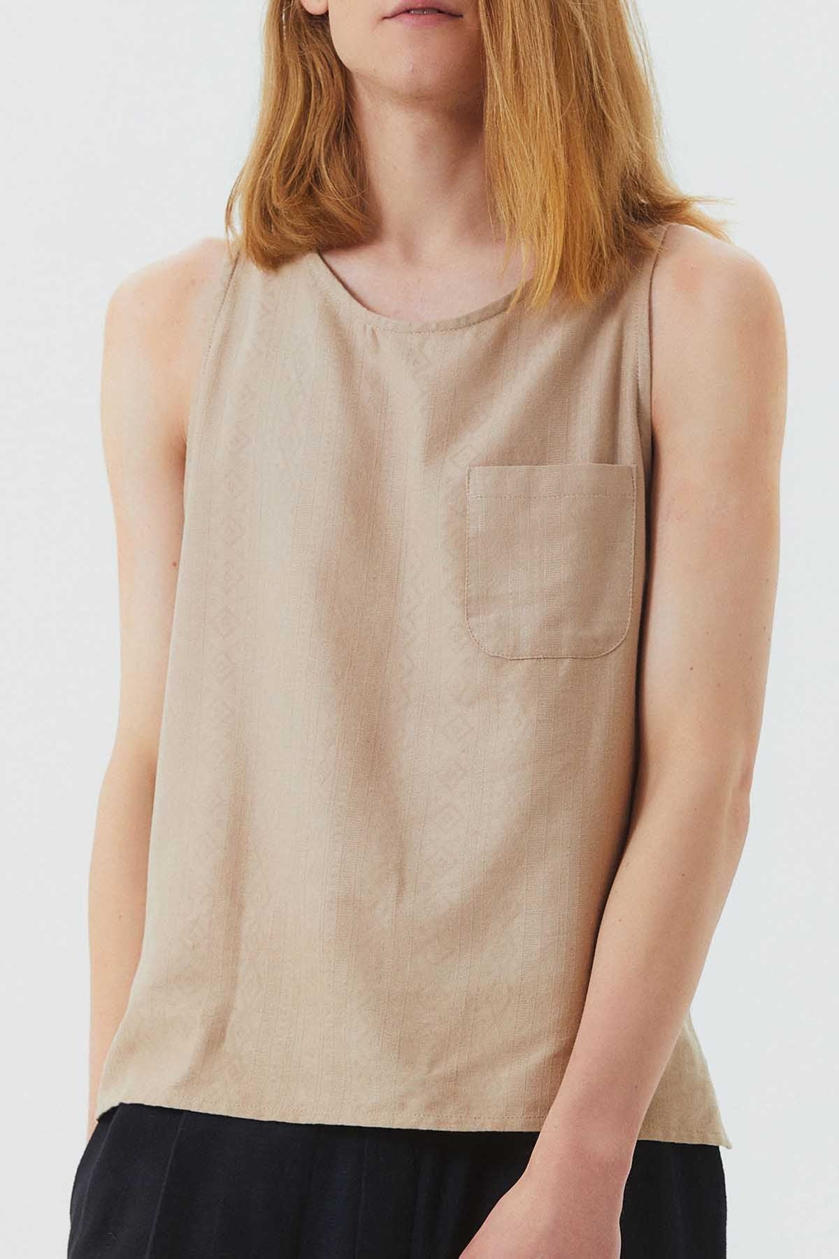 Men's Tank Top with Pocket Beige