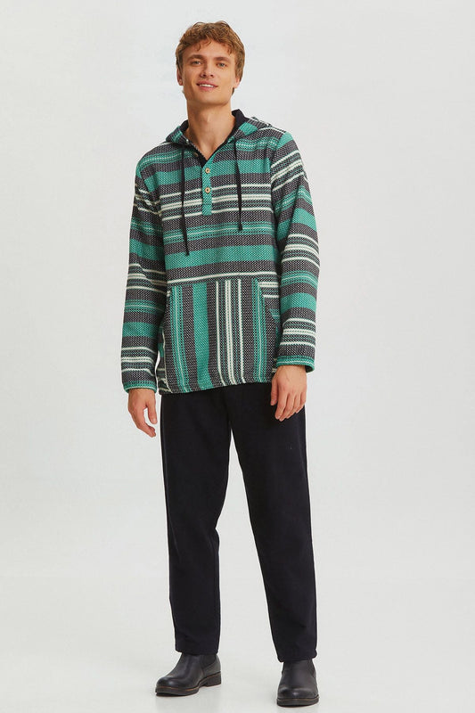 Hooded Ethnic Men's Shirt Green