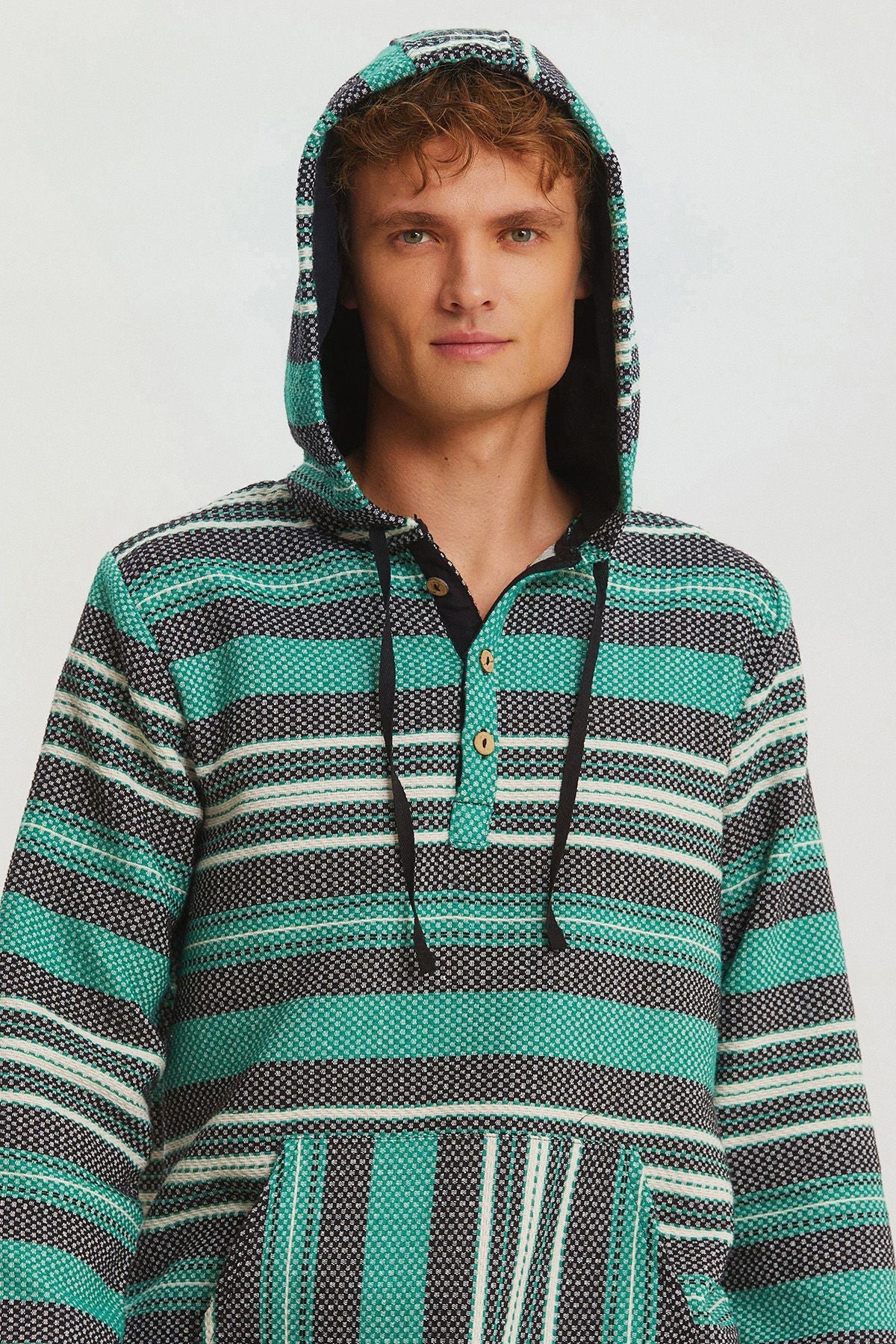 Hooded Ethnic Men's Shirt Green
