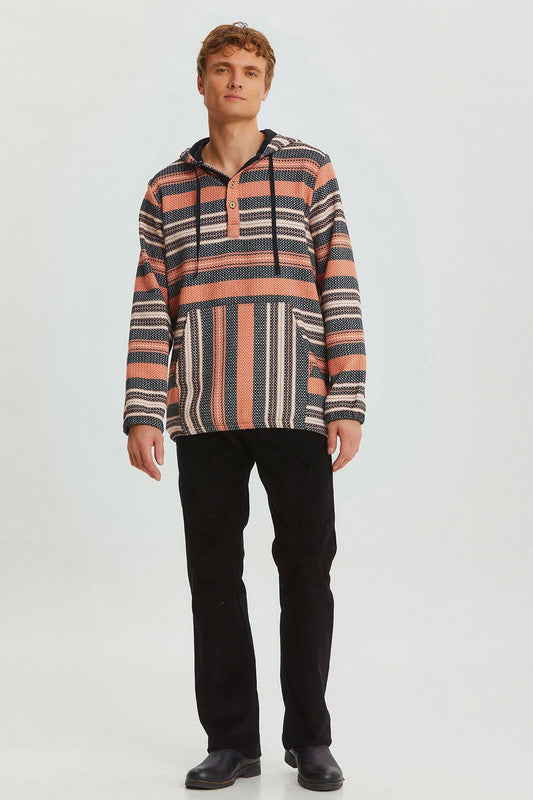 Hooded Ethnic Men's Shirt Orange