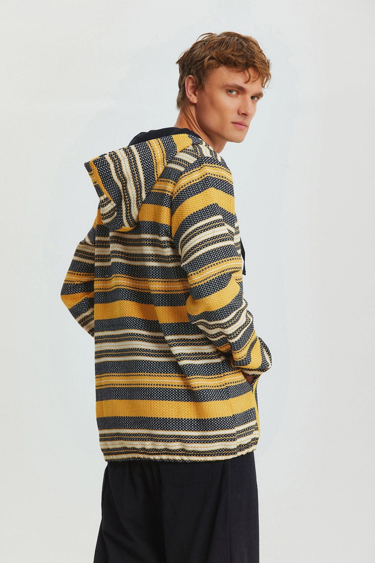 Hooded Ethnic Men's Shirt Yellow