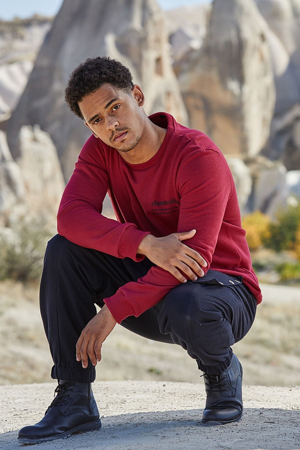 Pullover for Men with Clandestino Print Red