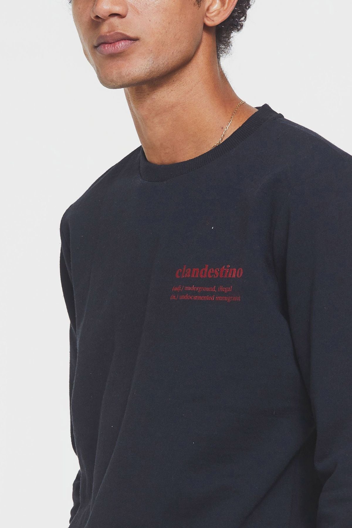 Pullover for Men with Clandestino Print Black
