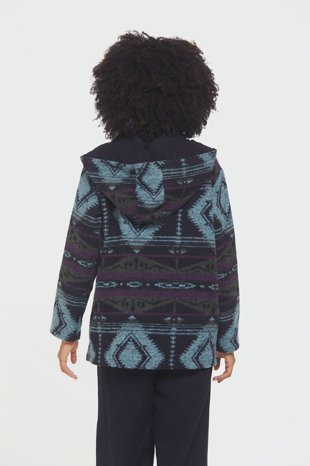 Ethnic Patterned Striped Unisex Pullover Purple
