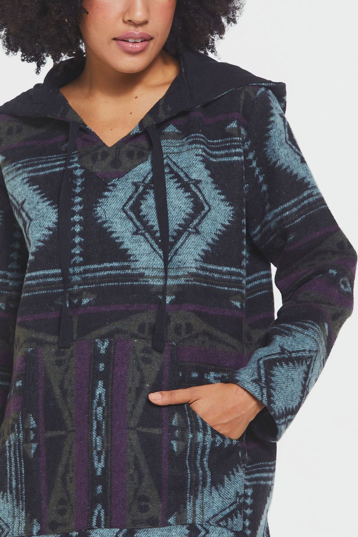 Ethnic Patterned Striped Unisex Pullover Purple