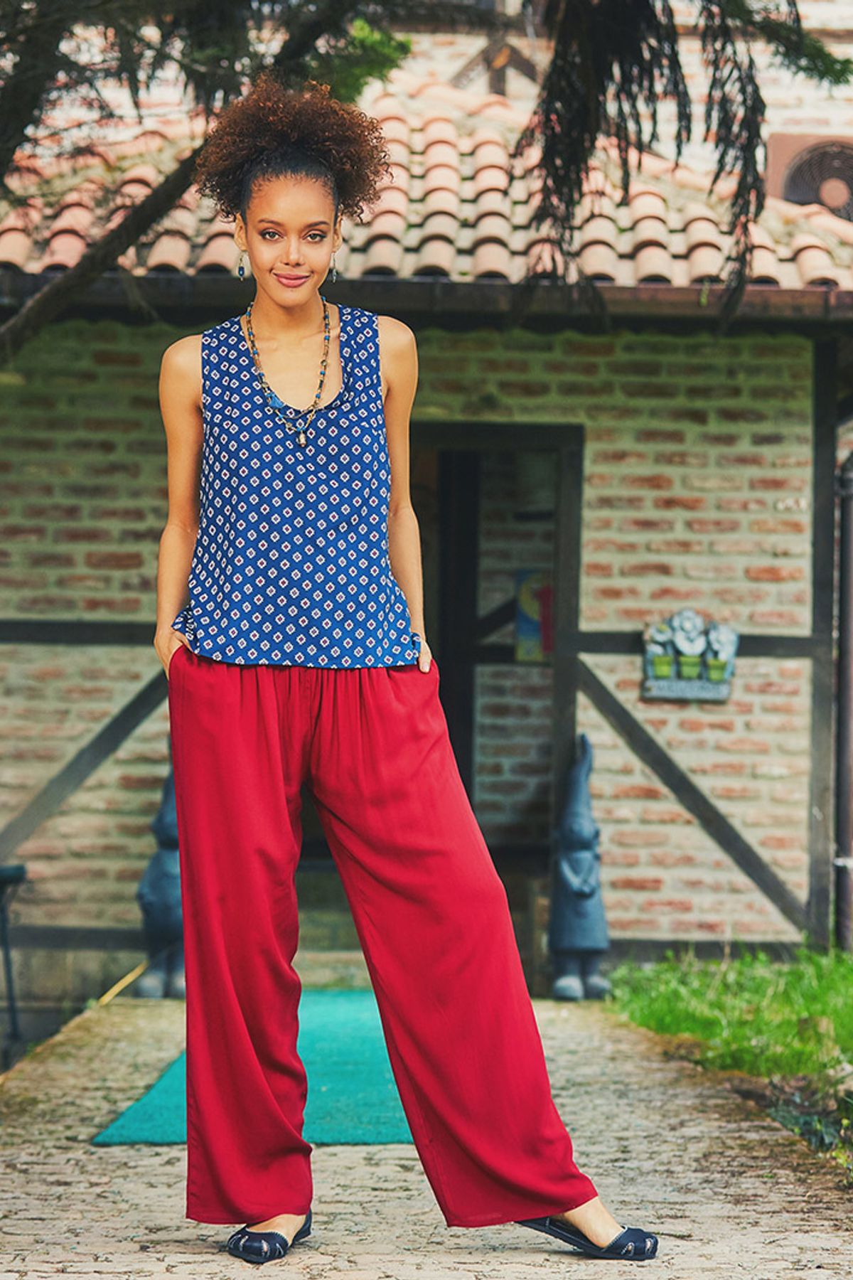 Loose Fit Pants Red