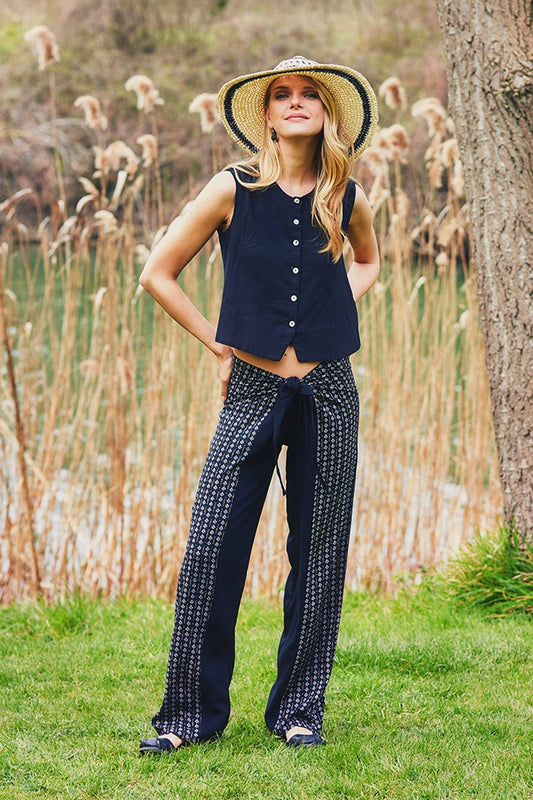 Tie Waist Pants Black