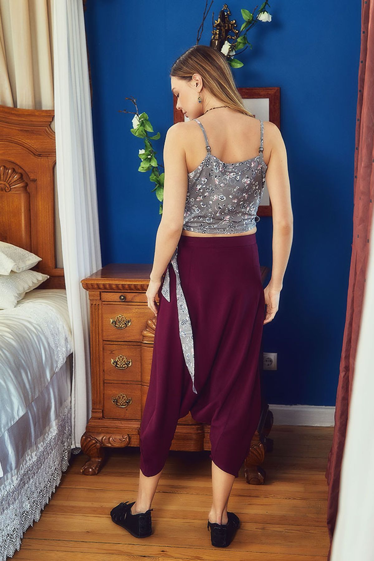 Short Harem Pants Purple