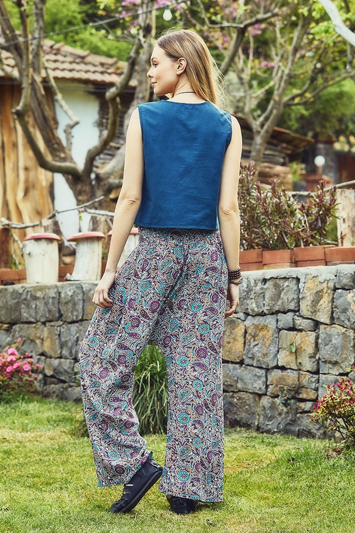 Printed Harem Pants Purple