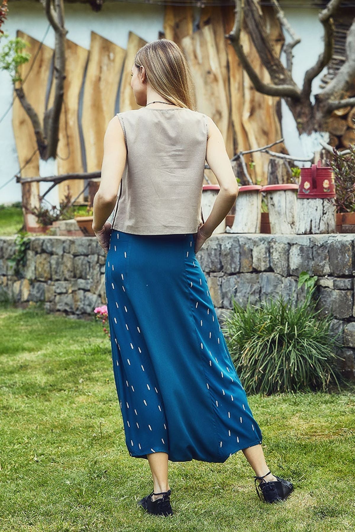 Patched Boho Harem Pants Turquoise