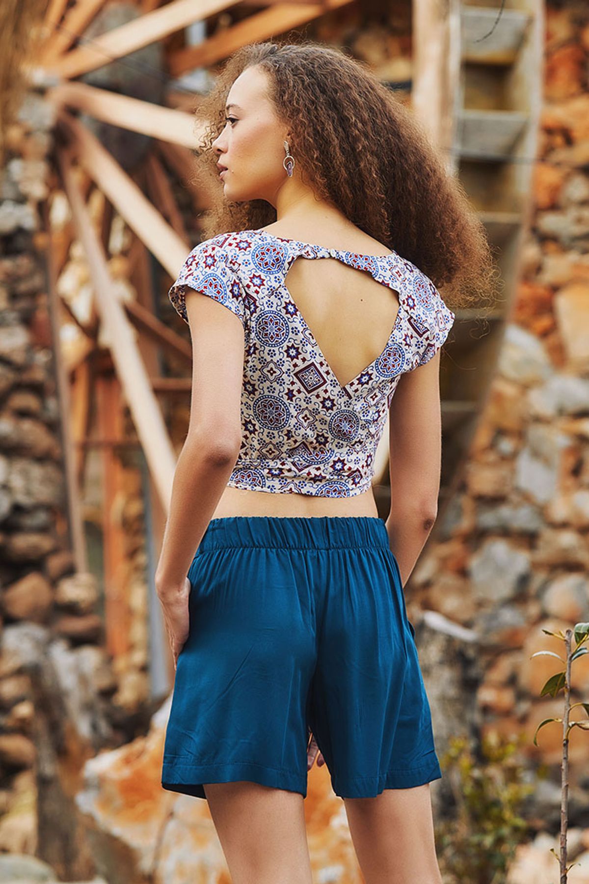 Women's Bohemian Summer Shorts Dark Blue