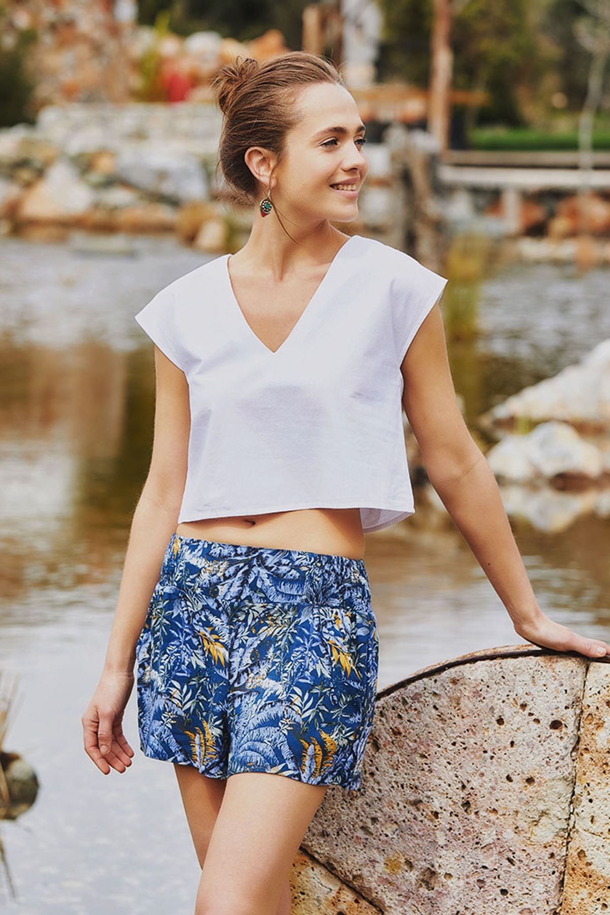 Boho Style Women's Summer Shorts Blue
