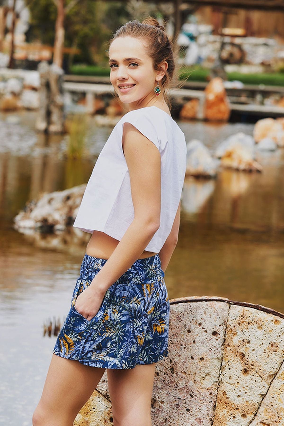 Boho Style Women's Summer Shorts Blue