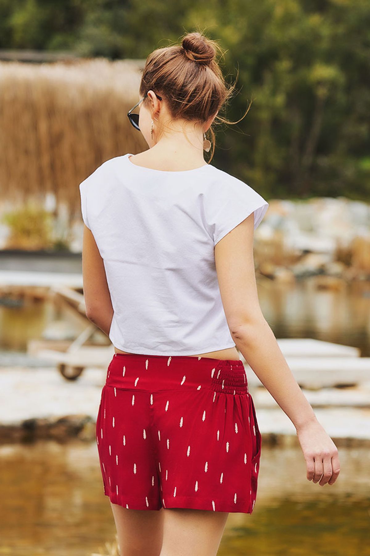 Boho Style Women's Summer Shorts Red