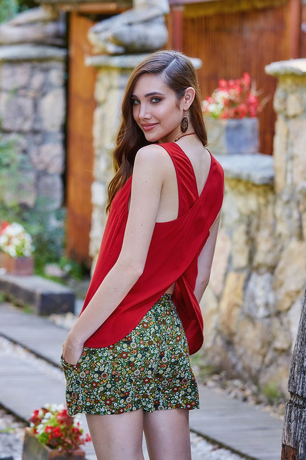 Boho Style Women's Summer Shorts Khaki