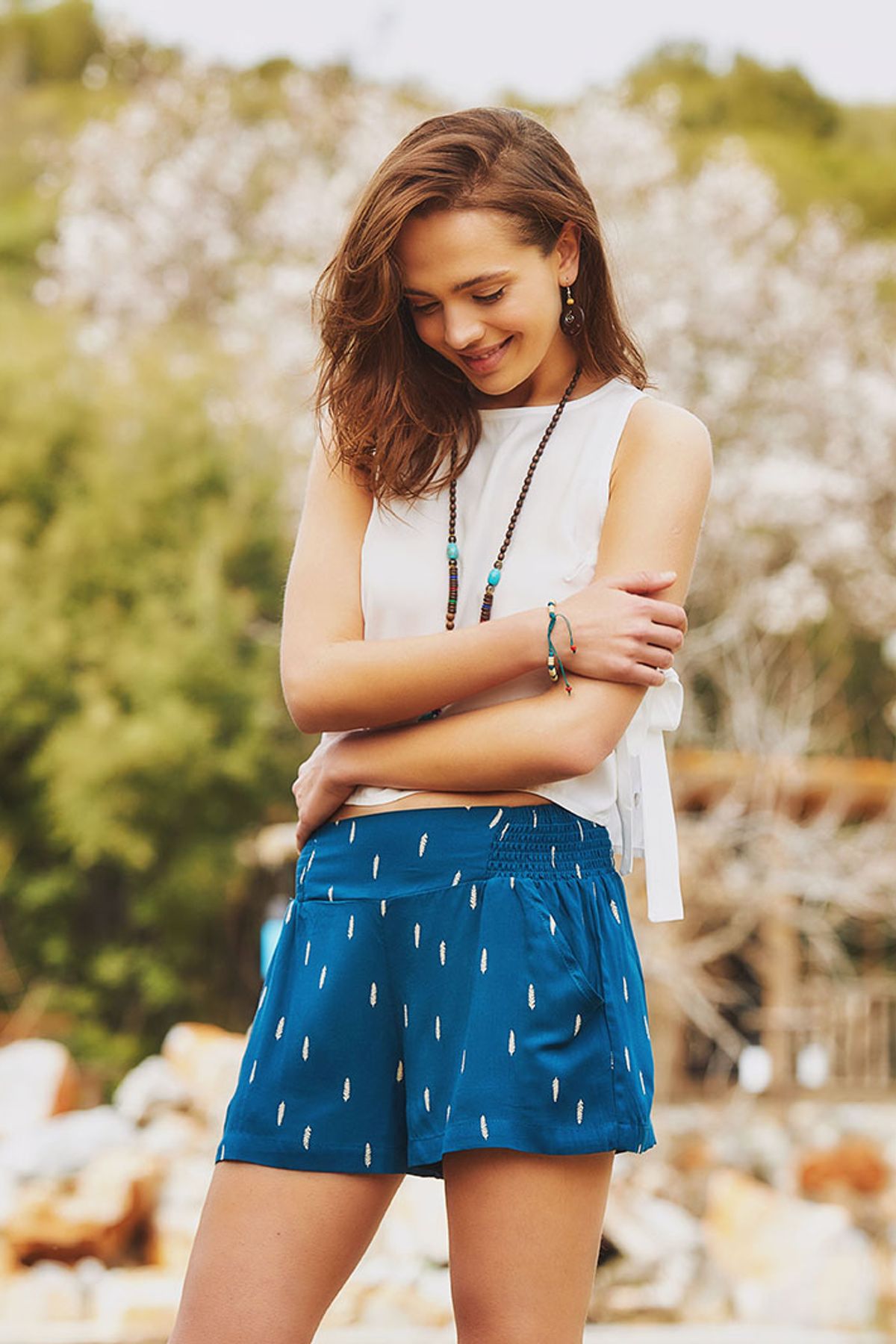 Boho Style Women's Summer Shorts Turquoise