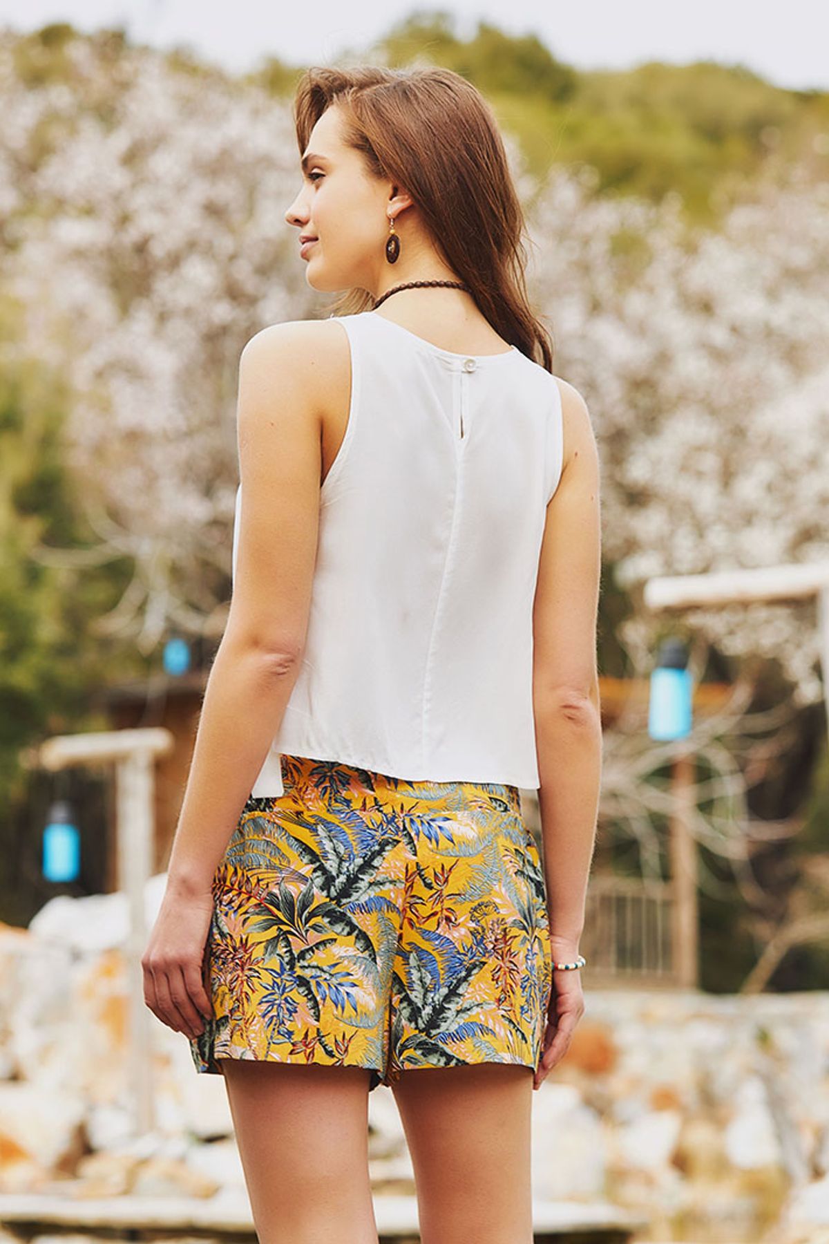 Boho Style Women's Summer Shorts Yellow