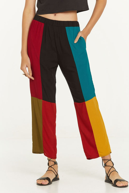 Women's Boho Patchwork Pants Black