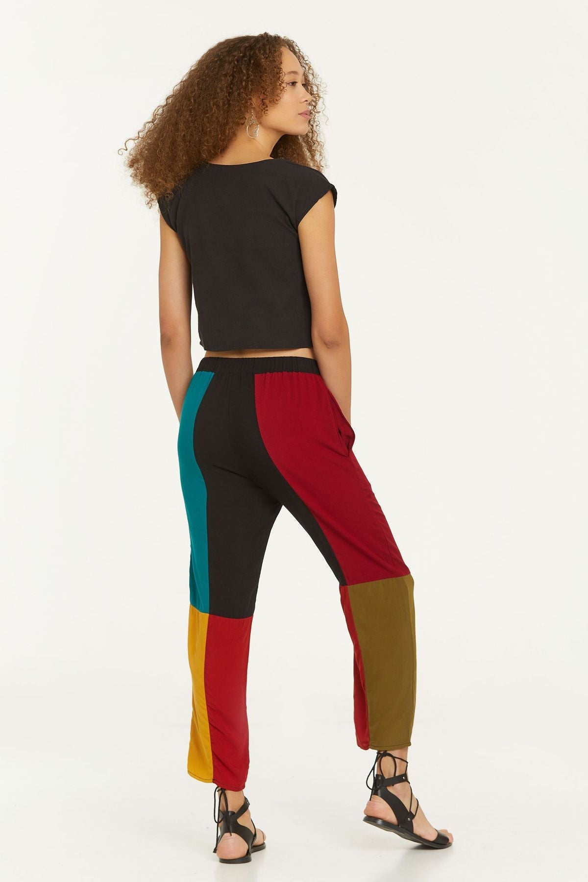 Women's Boho Patchwork Pants Black