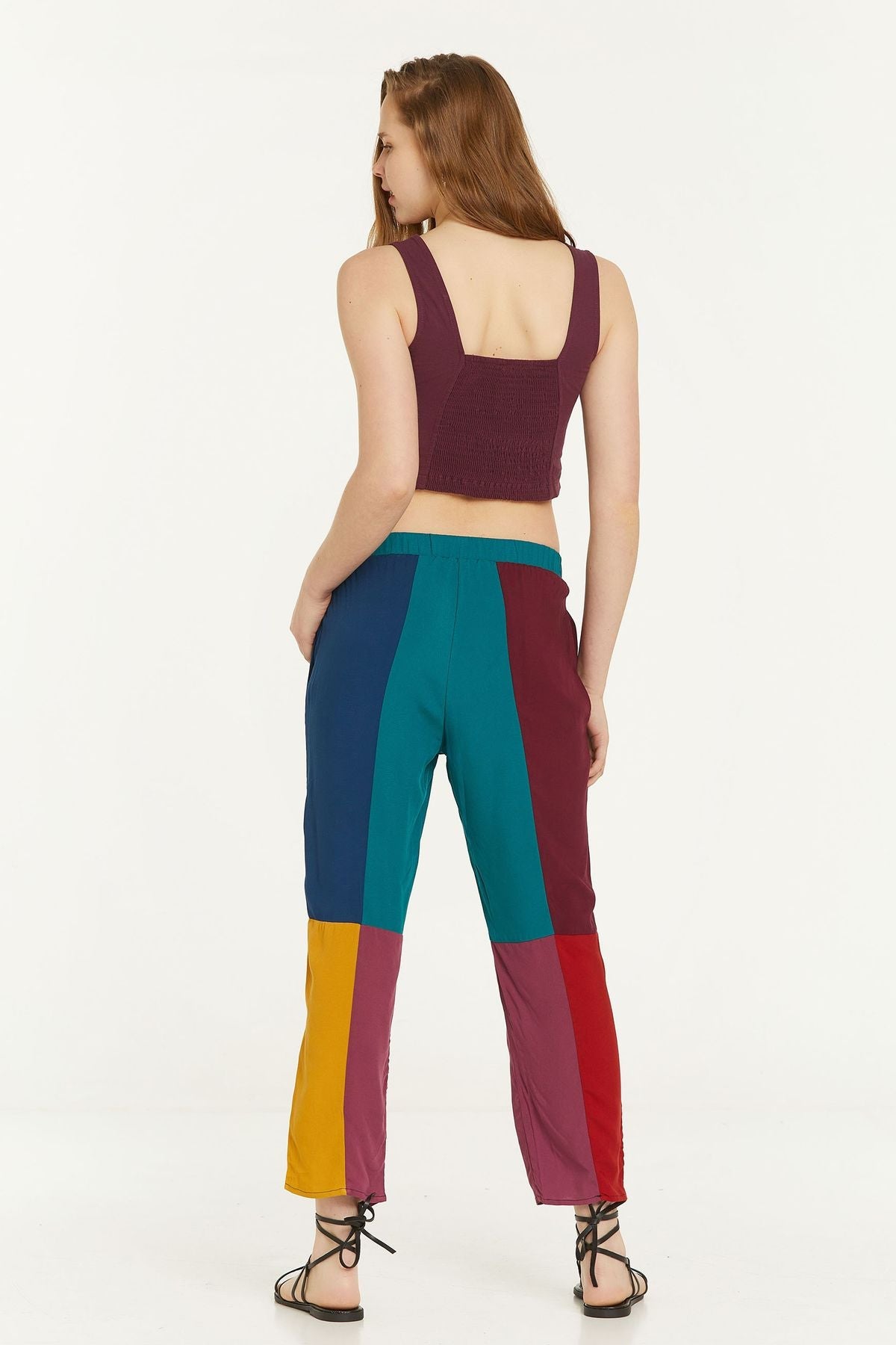 Women's Boho Patchwork Pants Turquoise