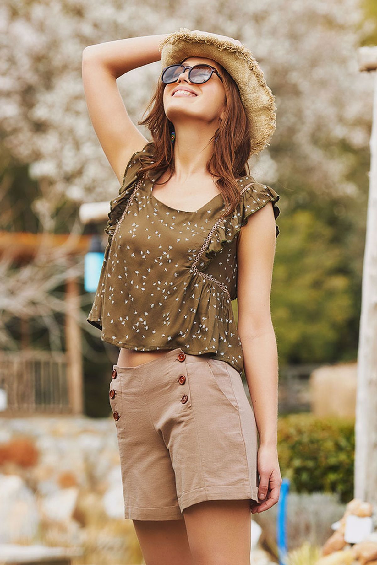 Women's Shorts with Buttons Orange