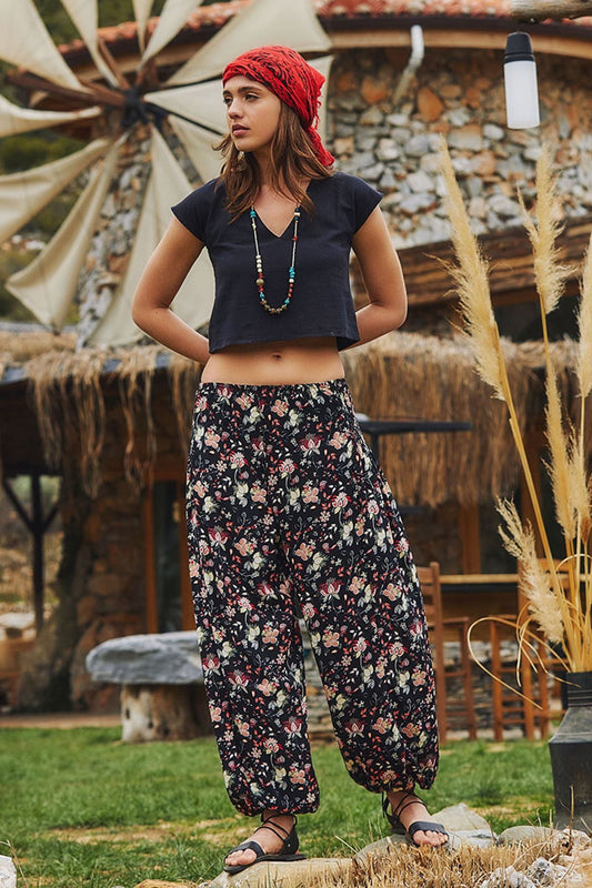 Bohemian Harem Pants for Women Black