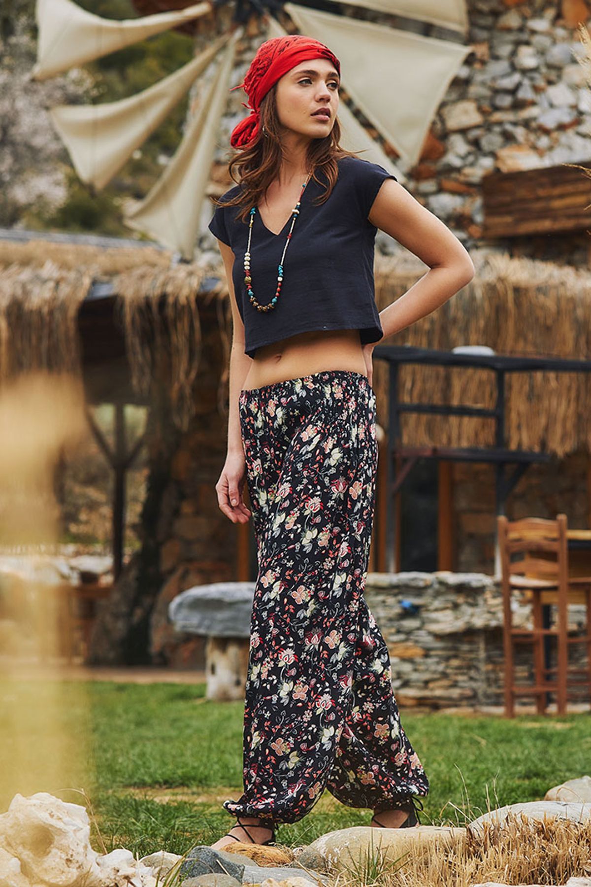 Bohemian Harem Pants for Women Black