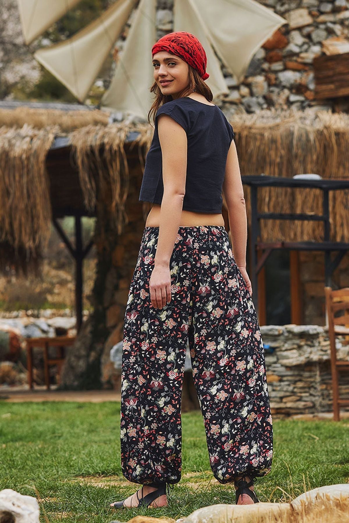 Bohemian Harem Pants for Women Black