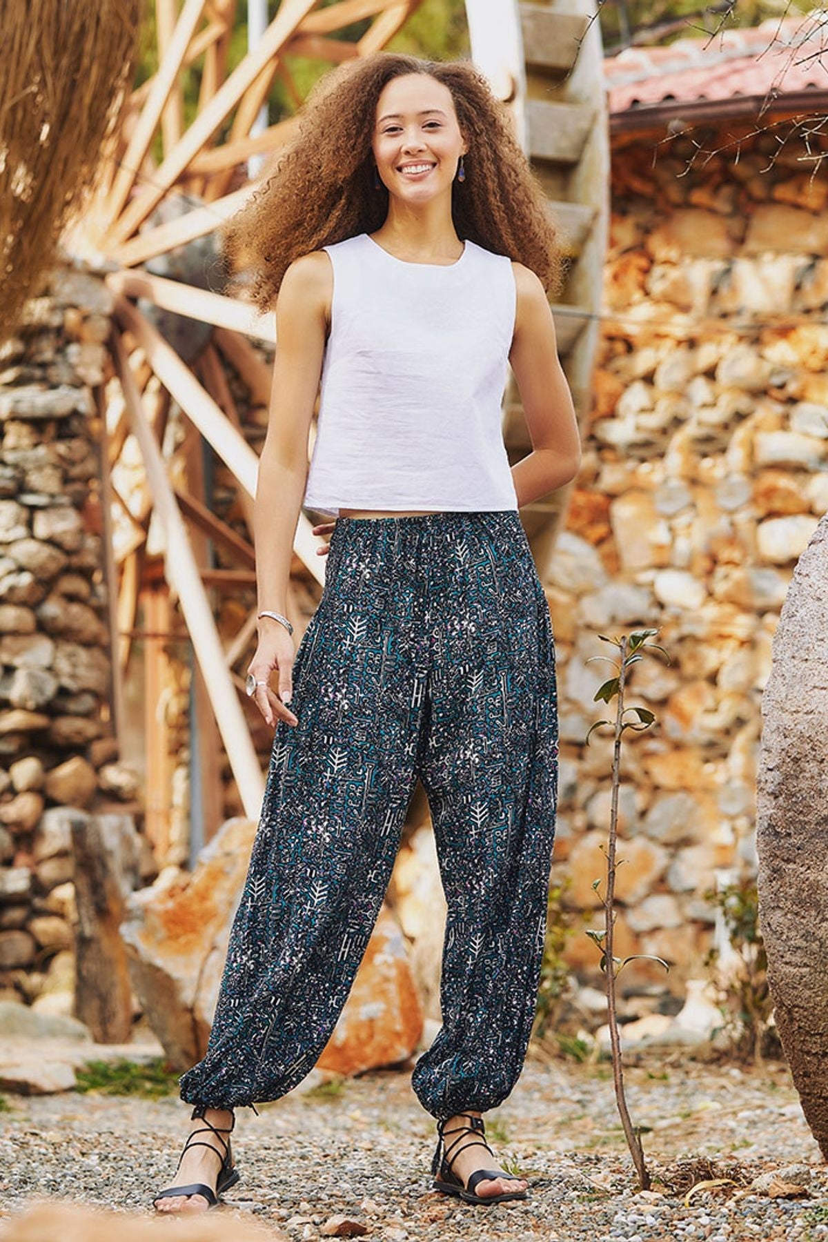Bohemian Harem Pants for Women Turquoise
