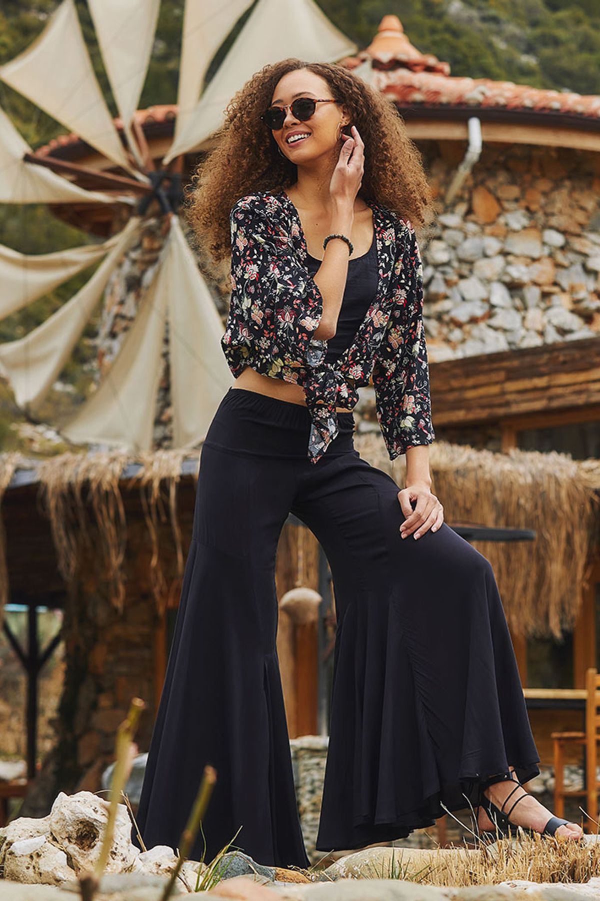 Low Waist Palazzo Pants Black