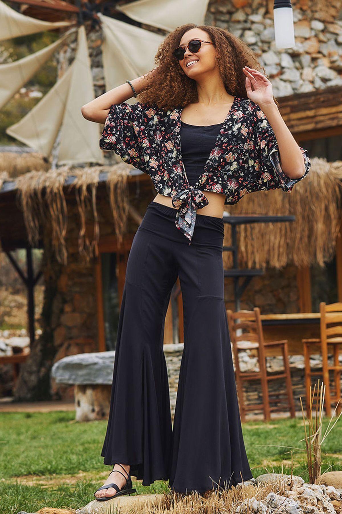 Low Waist Palazzo Pants Black