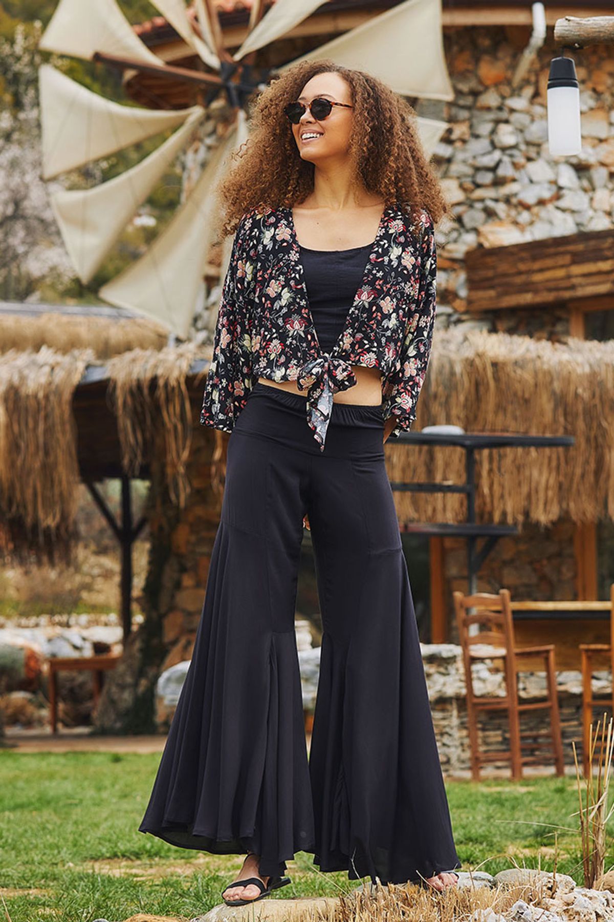 Low Waist Palazzo Pants Black