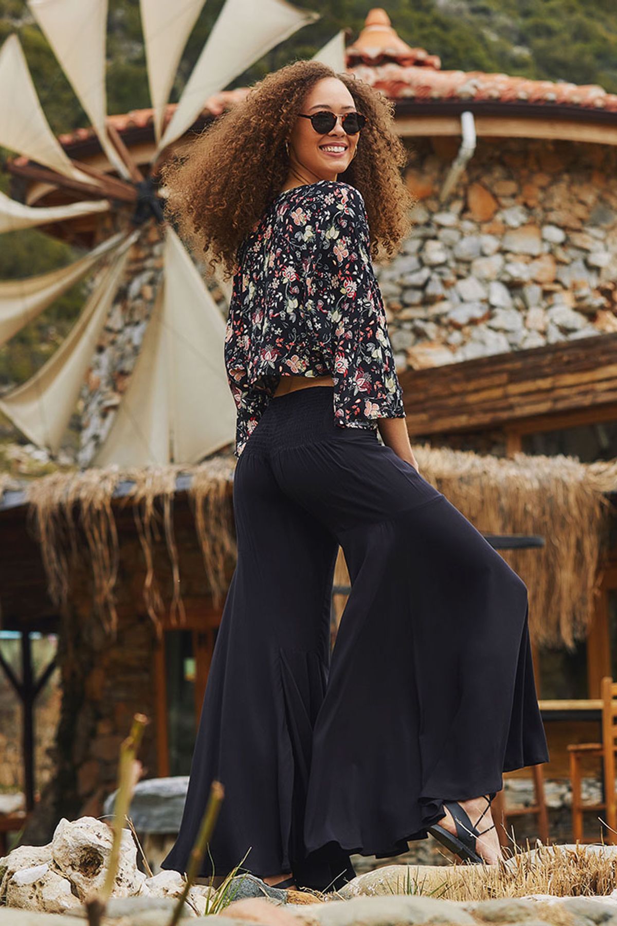 Low Waist Palazzo Pants Black