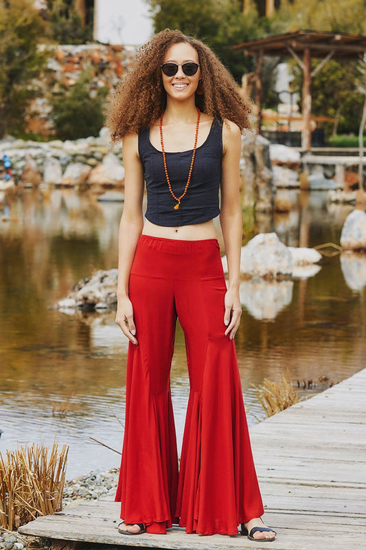 Low Waist Palazzo Pants Burnt Orange