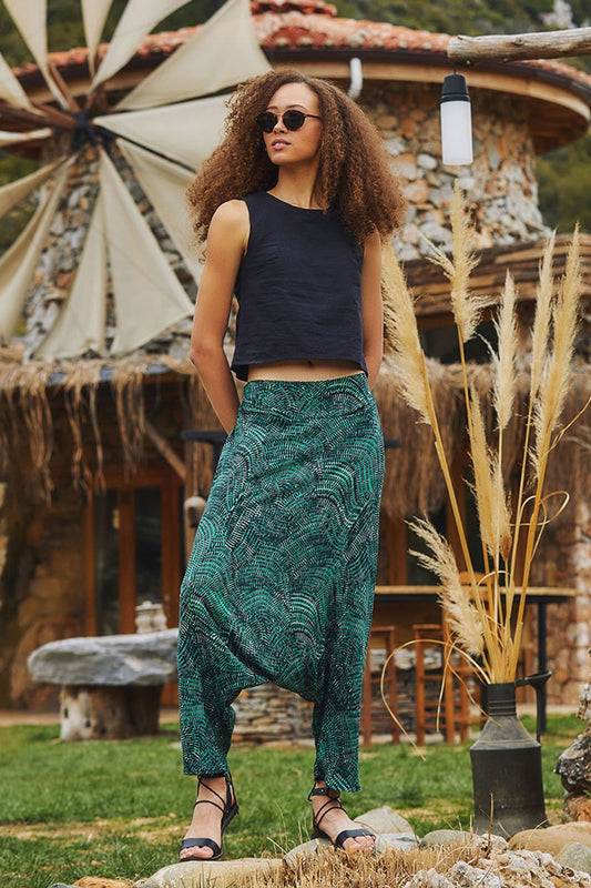 Women's Harem Pants with Pocket Green